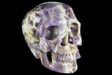 Realistic, Carved Chevron Amethyst Skull #150865-1